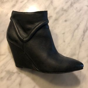 Cute Black Leather Wedge Booties